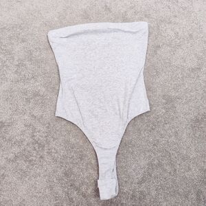 Bozzolo Women's Strapless Bodysuit in Gray Size Small Cotton Y2K